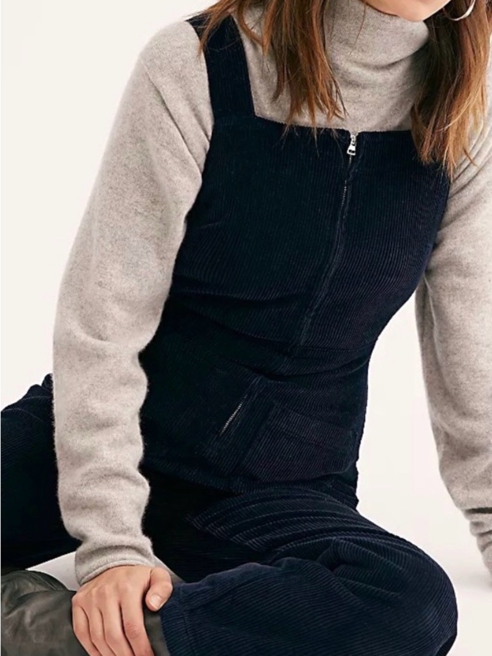 Free People Navy Corduroy Jumpsuit